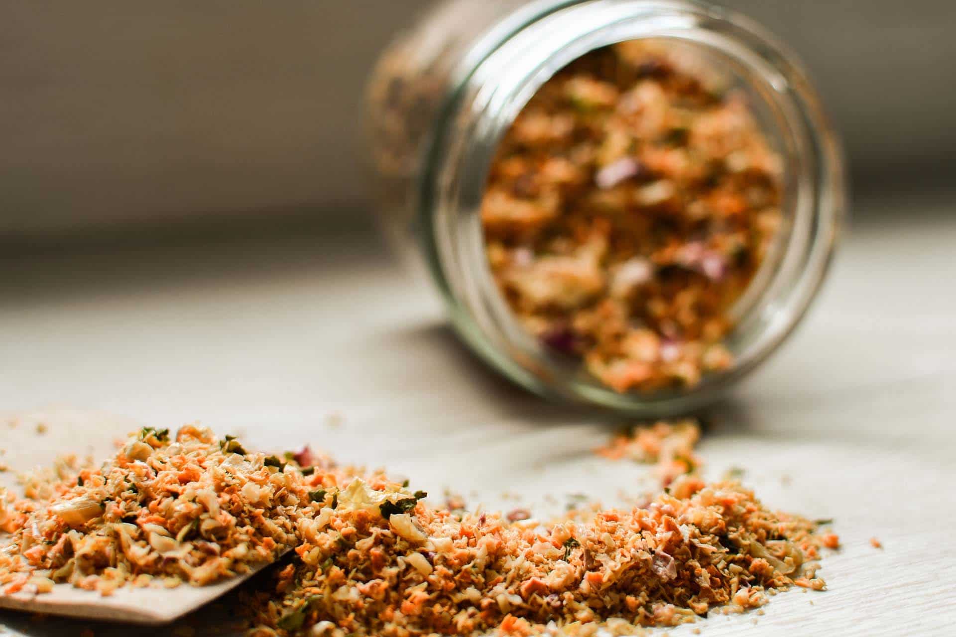 A jar with healthy homemade dried vegetables
