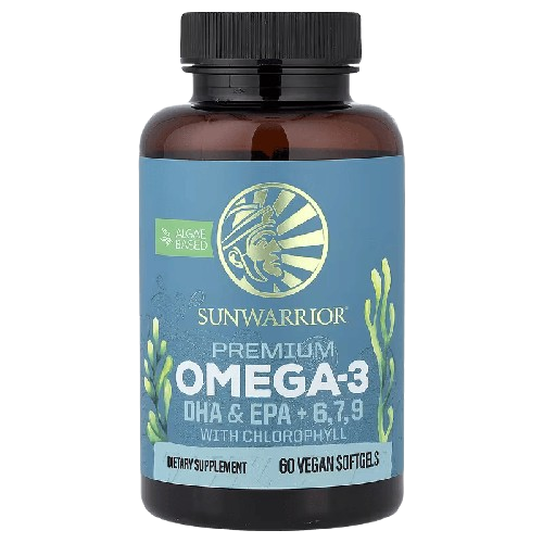 sunwarrior premium omega 3 dha epa clorophyl vegan plant based algae